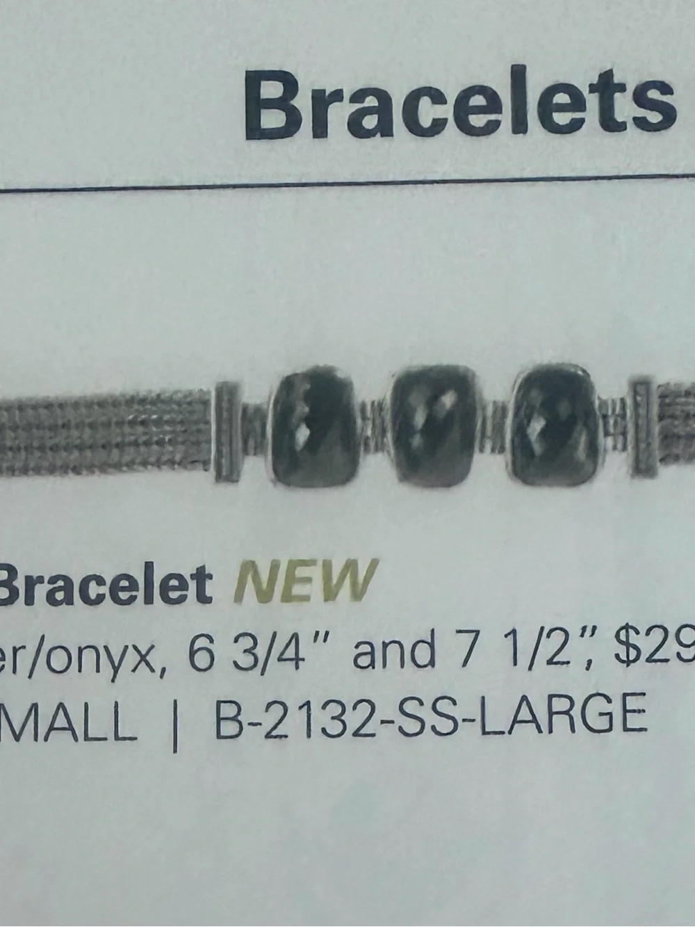 Grace & Heart G&H MYSTIQUE Bracelet .925 SS ONYX Size L 7.5” Silver Strands